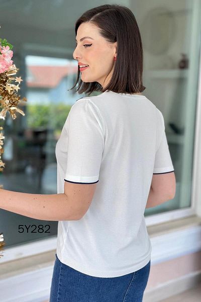 İnce Topuk V-Neck Stone Detail Knitwear Blouse 5Y282