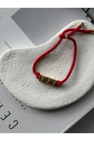 Rossetto Atelier Red String Gold Cube 777 Bracelet