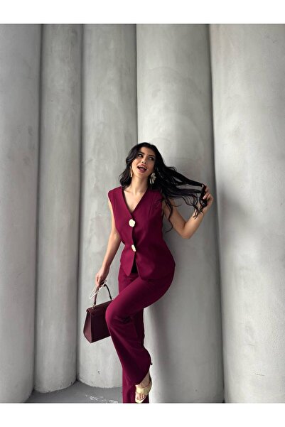 NILOO YENİ SEZON KADIN İKİ  DÜĞMELİ  YELEKLİ TAKIM ELBİSE