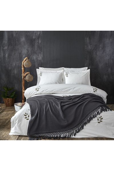 HUZUR ÇEYİZ Irina Handcrafted Fringed 7 Piece Pique Set