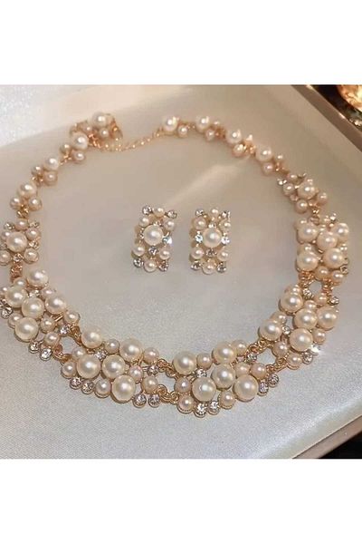 Ivory Pearl Pearl Crystal Jewelry Set