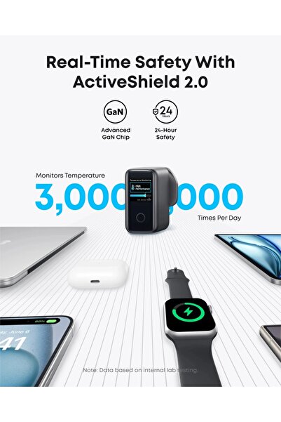 Anker شاحن جداري انكر بقوة 140 واط بثلاث منافذ تايب سي ومنفذ يو اس بي مع سلك تايب سي الى تايب سي اسود