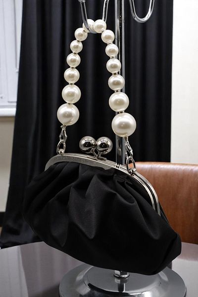 HFKY Women's Satin Pearl Desing Evening Dress Bag