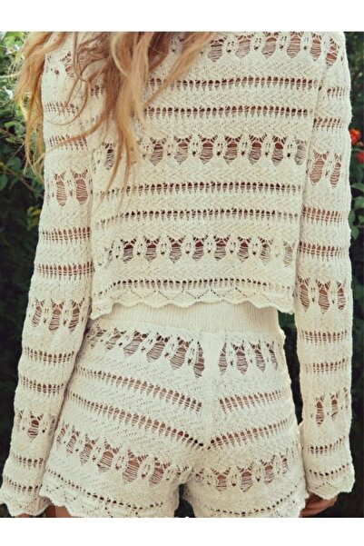 K-ODEA BUTİK Women's Summer Knitwear Shorts Suit Summer Combination Transparent