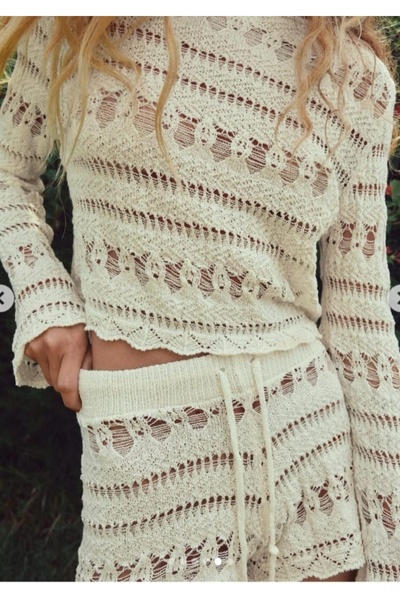 K-ODEA BUTİK Women's Summer Knitwear Shorts Suit Summer Combination Transparent