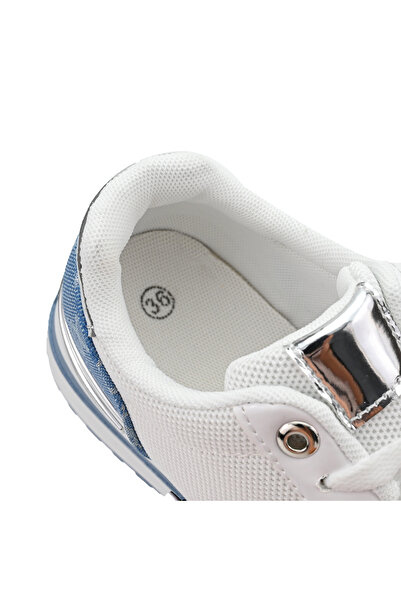 Tmall Pantofi sport pentru femei, cu inserții de plasă, 1266, albi cu albastru