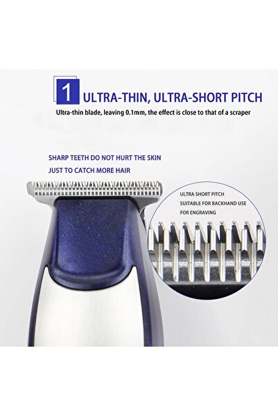 Kemei Men's Self-Cut Hair Trimmer Waterproof Cordless Rechargeable Hair Cutting Clippers Groomer wit