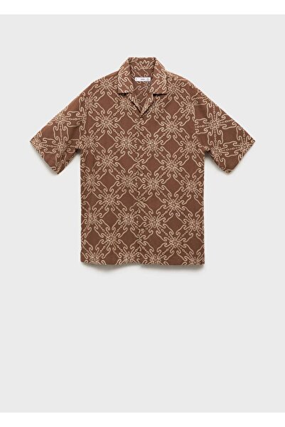 MANGO Man Kısa kollu işlemeli gömlek