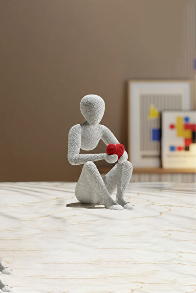 edoy Modern Duygusal Figür Biblo | Kalp Tutan Minimalist Heykel | Dekoratif M...