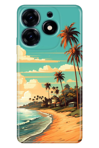 casetube حافظة Tecno Spark 20 - 20C ملونة ذات تصميم منقوش من السيليكون على طر...
