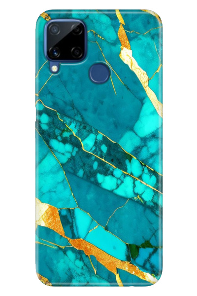 casetube حافظة Realme C15 من السيليكون الملون من مادة TPU UV Prag Marble