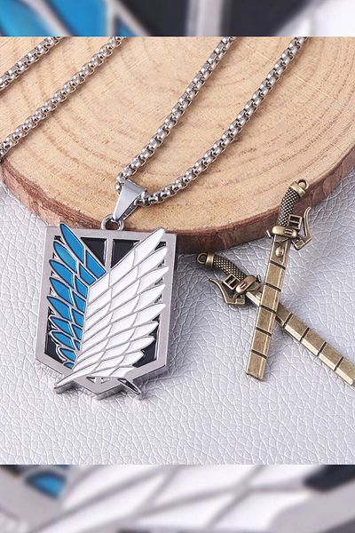 FG KONNİCHİWA Attack on Titan Anime Detachable Sword Chained Necklace Steel Necklace Stainless Does Not Toss Color