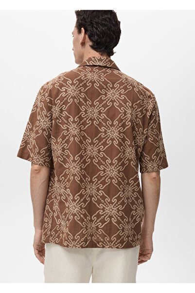 MANGO Man Kısa kollu işlemeli gömlek