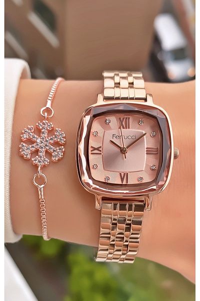 Ferrucci Model Women's Wristwatch Set with Stone Infinity & Waterway Bracelet Special Gift Box