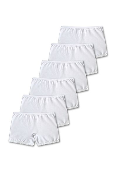 GizaKids 95% Cotton Lycra Combed Cotton Girls' White Boxer Briefs Underwear Set of 6