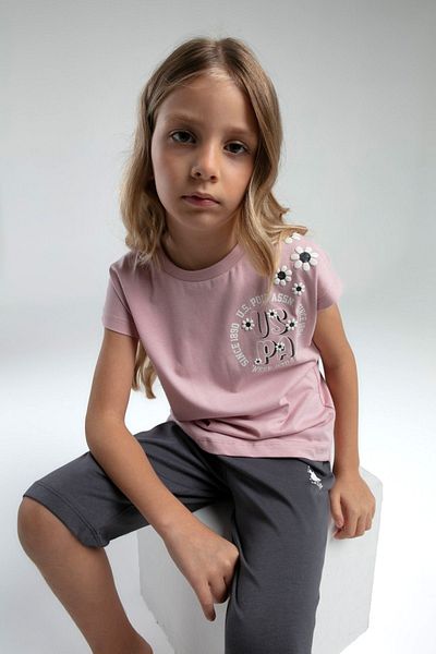 U.S. Polo Assn. Set pentru fete 4-15 ani cu licență US Polo ASSN-roz