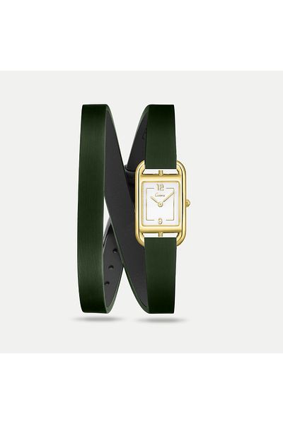 catera Caterra Women's Watch, Leather, Two-Tone, Oil Strap, Gold Frame