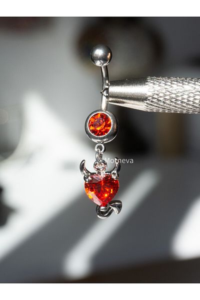 MORNEVA Red Devil Heart Dangle Belly Piercing