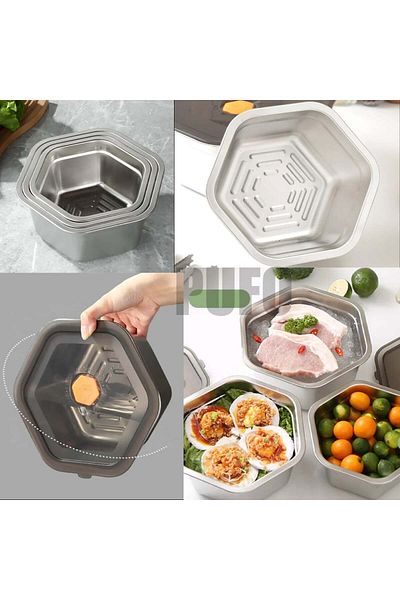 PUFO Tavă gastronorm din oțel inoxidabil pentru depozitarea alimentelor, pentru catering, restaurante, fast-food, 2 L