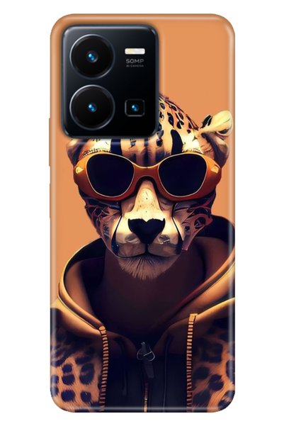 casetube حافظة Vivo Y22S -Y35 ملونة من مادة TPU UV مطبوع من السيليكون بنمط النمر