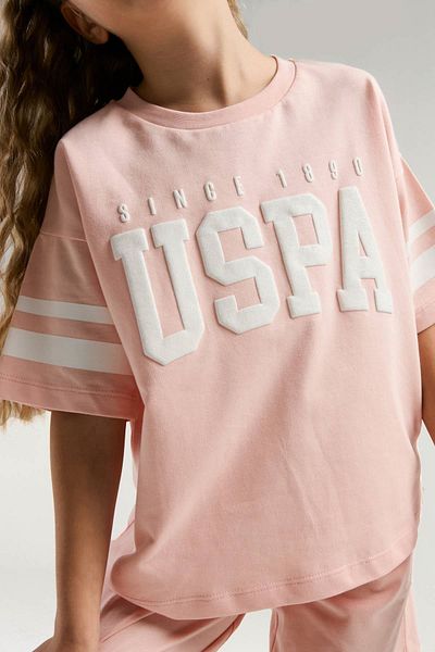 U.S. Polo Assn. 4-15 Years Old Licensed Us Polo Assn Girl's Set-Salmon