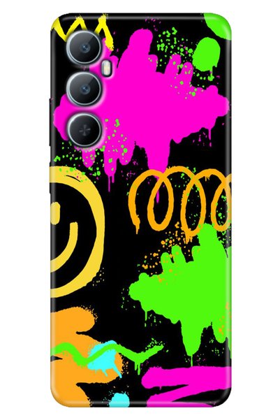 EGSTECH حافظة ريلمي C65 (RMX3910) متوافقة مع اللون الملون مطبوع سيليكون سمايل