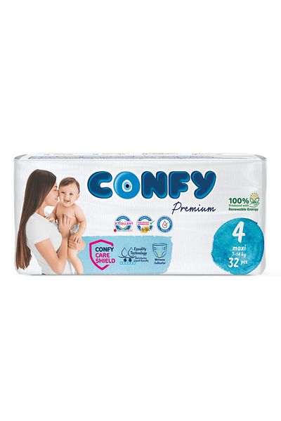 Confy Premium Baby Diapers Size 4, 96 pcs, 7–14 kg