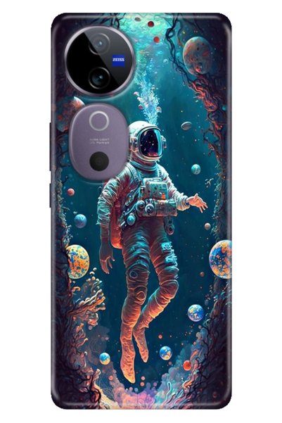 casetube جراب Vivo V40 من السيليكون المرن بتصميم رائد فضاء