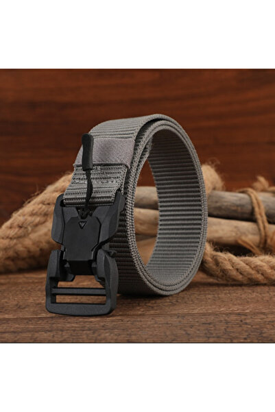 PUFO Tactical Army belt strap for men 3.8 x 125 cm, magnetic buckle, gray