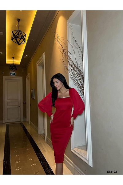 Modafeminen Skuba Fabric Dress Red 583193