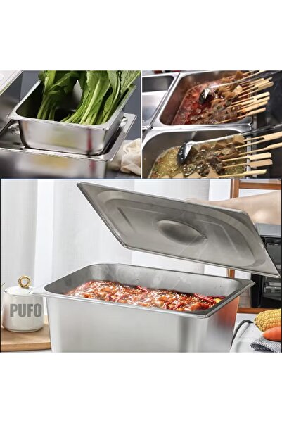 PUFO Tavă gastronorm din oțel inoxidabil pentru depozitarea alimentelor, catering, restaurante, fast-food, capacitate 5 l