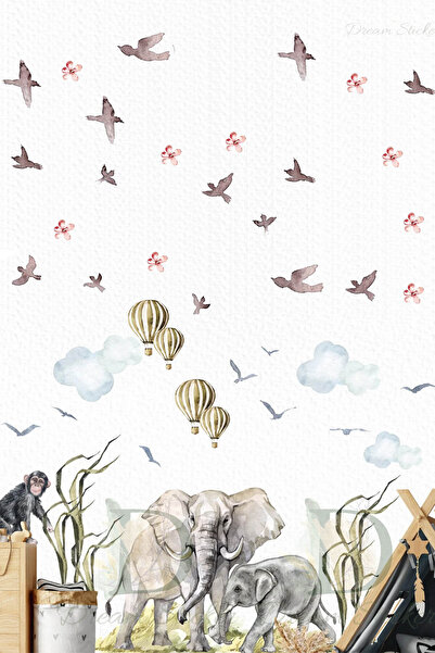 KT Decor Set de autocolante de perete Mega Safari World Africa Animals