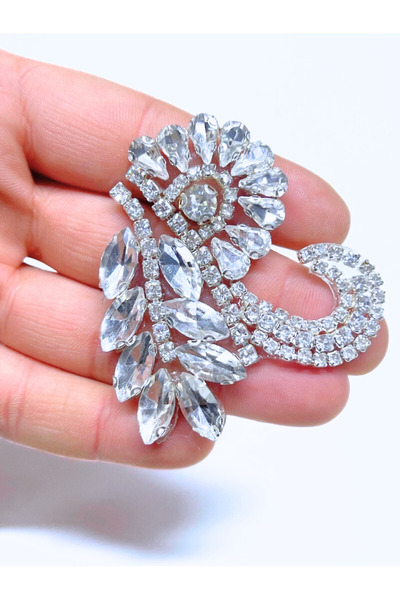 WeddingShopStone Zarif Kristal Taşlı Ütüyle Yapışan Aplik Elbise, Abiye ve Ak...