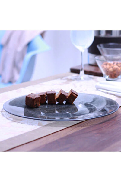 PUFO Set of 6 elegant Pufo Luxury glass plates for dessert, appetizers, 31 cm, blue