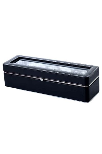PUFO Elegant Gentleman Box For Storage And Organization With Compartments For 6 Watches, Black