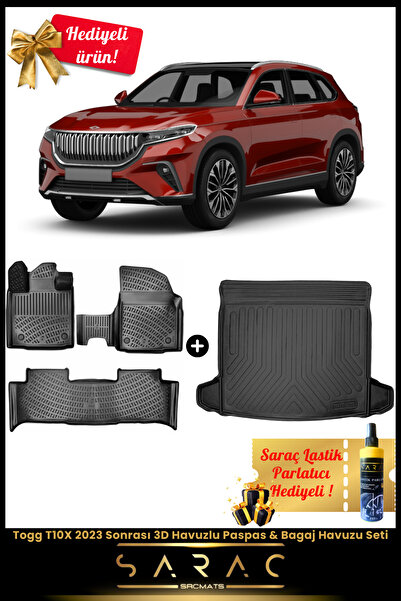 SRCMATS Togg T10x 2023 Sonrası Araca Özel 3d Havuzlu Paspas & Bagaj Havuzu Se...