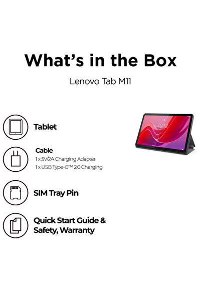 LENOVO Tab M11 11-inch Luna Grey 4gb Ram 128gb 4g Lte With Folio Case & Pen Uae Version