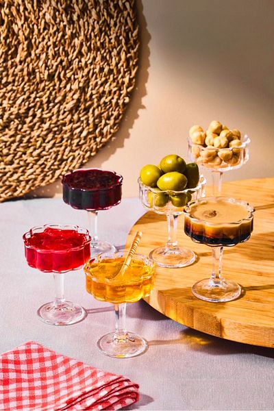 Mirilliahome 6-Piece Magnolia Footed Glass Turkish Delight Bowl – Coffee Side Sugar Bowl, Presentation Bowl, Jam Bowl