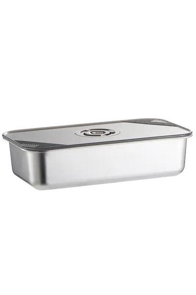PUFO Tavă gastronorm din oțel inoxidabil pentru depozitarea alimentelor, catering, restaurante, fast-food, capacitate 3,8 l
