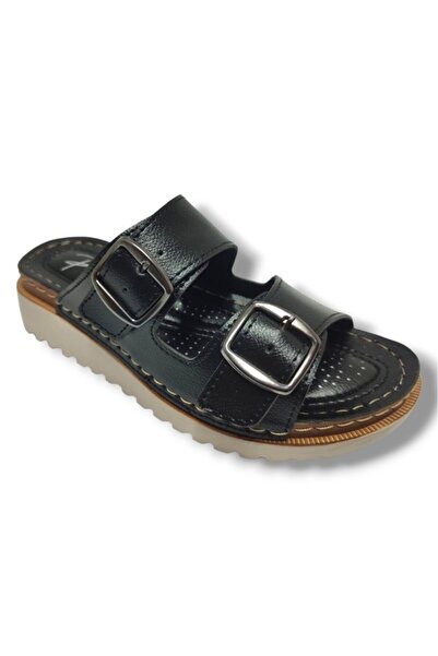 Perla 3012-25 Δερμάτινες Ανατομικές Μαλακές Γυναικείες Παντόφλες με Διπλή Ταινία