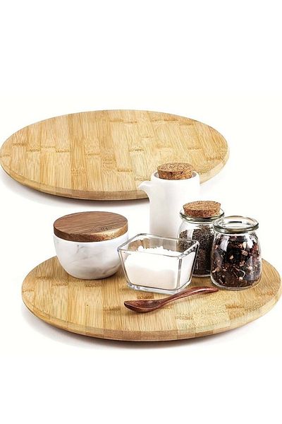 PUFO Platou rotativ Cuisine din bambus pentru prezentare și servire, 30 cm