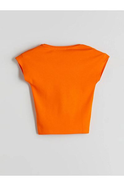 LC Waikiki Lcw Vision Orange V-Neck Women's T-Shirt