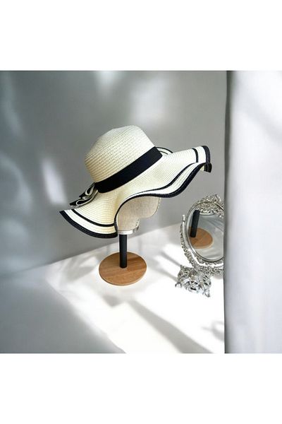 Allen Accessories Ekru Wide Straw Hat
