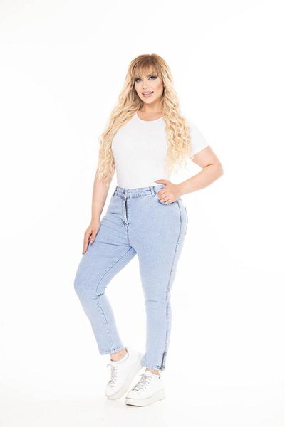 EYLÜL BUTİK Women's Large Size Lycra Jeans with Zipper Legs