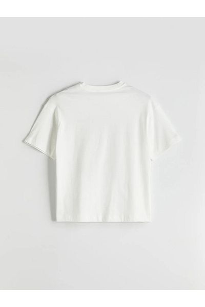 LC Waikiki Lcw Vision Ecru Crew Neck Printed Oversize Women's T-Shirt