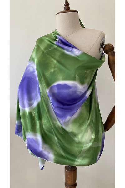 Glowear Atelier Green Purple Patterned Satin Non-Exposed Pareo