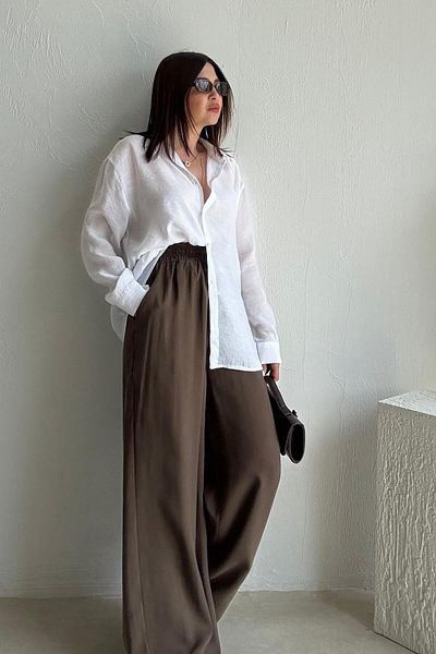 ELVAN TOLON Bitter Brown Comfort Woven Trousers