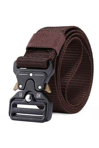 PUFO Tactical Combat Belt For Men 3.8 X 123 Cm, Durable, Brown
