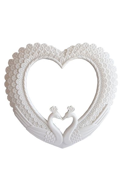 PUFO Elegant Decorative Mirror Love, 40 X 42 Cm, White - Heart, Wedding & Romance