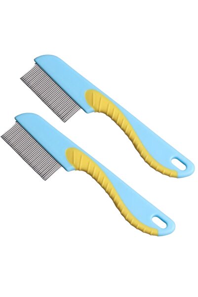 Mawrond 2 قطعة من الأسنان المعدنية القصيرة المصنوعة من الفولاذ المقاوم للصدأ، مع مقبض بلاستيكي، لقمة، حشرة، إلخ. مشط التنظيف